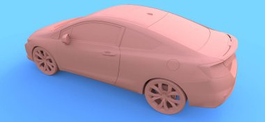 Pembe küçük spor araba coupe. 3d oluşturma