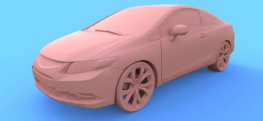 Pembe küçük spor araba coupe. 3d oluşturma