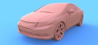 Pembe küçük spor araba coupe. 3d oluşturma