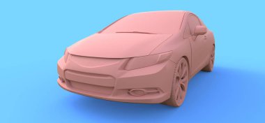 Pembe küçük spor araba coupe. 3d oluşturma