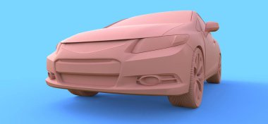 Pembe küçük spor araba coupe. 3d oluşturma