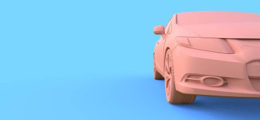 Pembe küçük spor araba coupe. 3d oluşturma