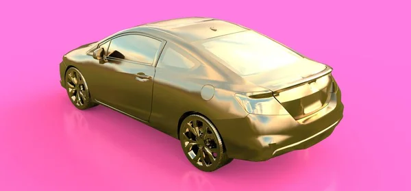 Gold small sports car coupe. 3d rendering