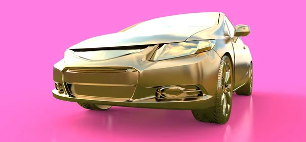 Gold small sports car coupe. 3d rendering