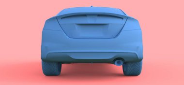 Mavi küçük spor otomobil coupe. 3D render