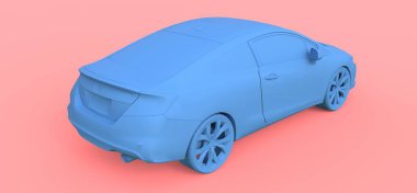 Mavi küçük spor otomobil coupe. 3D render.