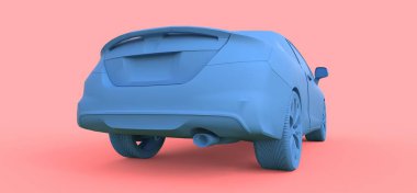 Mavi küçük spor otomobil coupe. 3D render.