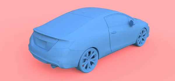 Petit coupé bleu de voiture de sport. Rendu 3d . — Photo