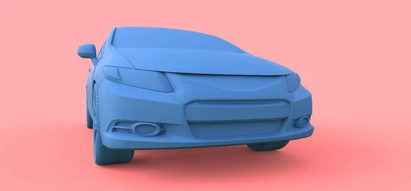 Petit coupé bleu de voiture de sport. Rendu 3d . — Photo