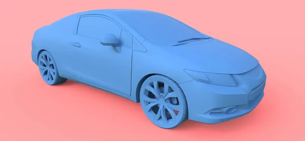Blauwe kleine sportwagen coupe. 3D-rendering. — Stockfoto