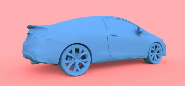 Petit coupé bleu de voiture de sport. Rendu 3d . — Photo