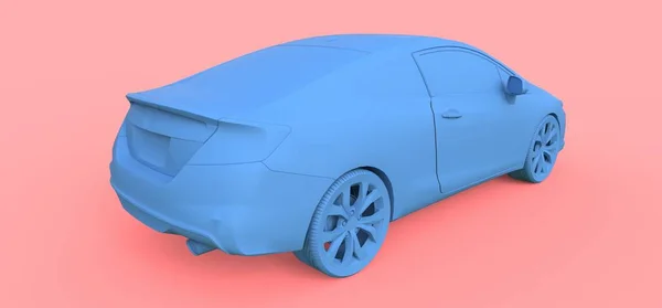 Petit coupé bleu de voiture de sport. Rendu 3d . — Photo