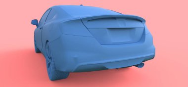 Mavi küçük spor otomobil coupe. 3D render.