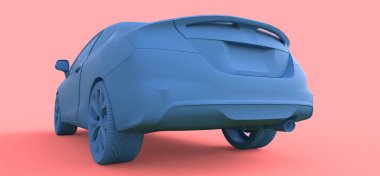 Mavi küçük spor otomobil coupe. 3D render.