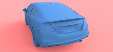 Mavi küçük spor otomobil coupe. 3D render.
