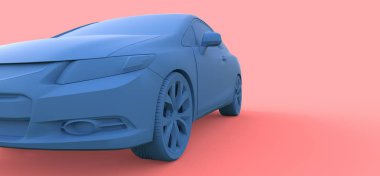 Mavi küçük spor otomobil coupe. 3D render.