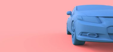 Mavi küçük spor otomobil coupe. 3D render.