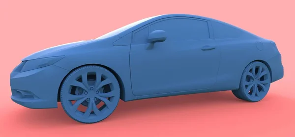 Petit coupé bleu de voiture de sport. Rendu 3d . — Photo