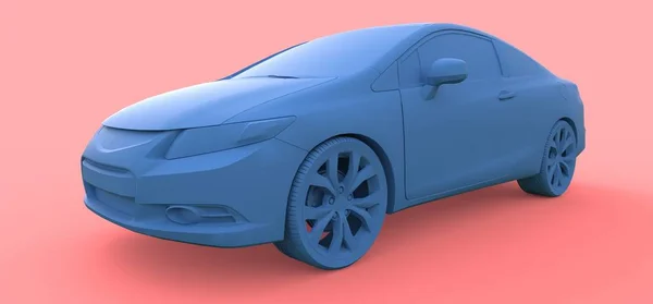 Petit coupé bleu de voiture de sport. Rendu 3d . — Photo