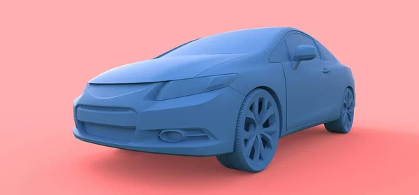 Niebieski mały samochód sportowy coupe. renderowania 3D. — Zdjęcie stockowe
