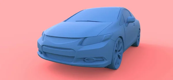 Petit coupé bleu de voiture de sport. Rendu 3d . — Photo