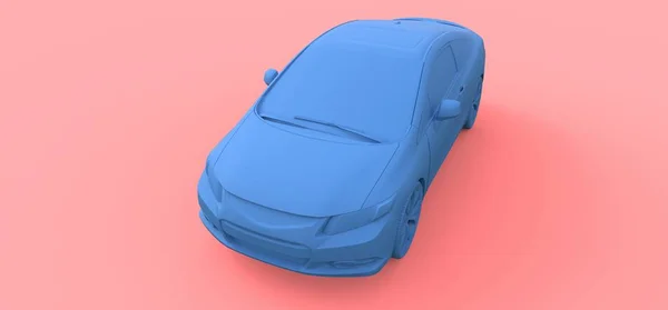 Petit coupé bleu de voiture de sport. Rendu 3d . — Photo