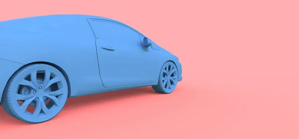 Niebieski mały samochód sportowy coupe. renderowania 3D. — Zdjęcie stockowe