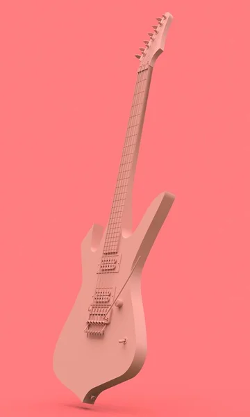 Różowy Gitara Elektryczna Stylu Minimal Różowym Tle Renderowania — Zdjęcie stockowe