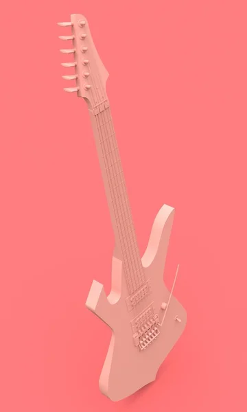 Rosa Gitarre Stil Des Minimals Auf Rosa Hintergrund Darstellung — Stockfoto