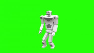 Modern robot dans eden Hip-hop. Robot yeşil arka planda çok doğal hareket eder..