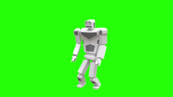 Robot moderne dansant le hip-hop. Le robot se déplace très naturellement sur un fond vert.
