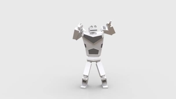 Modern robot dancing Samba. Samba National Brazilian dance. The robot moves very naturally on a white background. — Stock Video