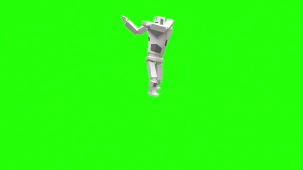 Modern robot dans samba. Samba nationell brasiliansk dans. Roboten rör sig mycket naturligt på en grön bakgrund. — Stockvideo