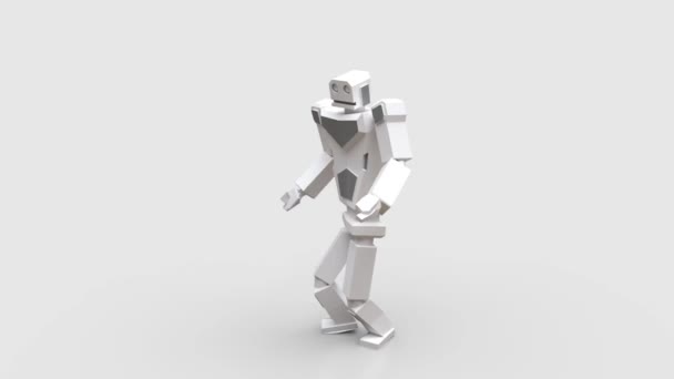 Modern robot dans eden Hip-hop. Robot beyaz arka planda çok doğal hareket eder.. — Stok video