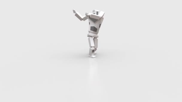 Modern robot dancing Samba. Samba National Brazilian dance. The robot moves very naturally on a white background. — Stock Video