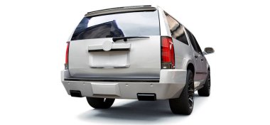 Büyük beyaz premium Suv üzerinde beyaz bir arka plan. 3D render