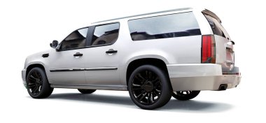 Büyük beyaz premium Suv üzerinde beyaz bir arka plan. 3D render