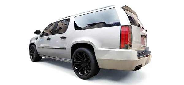 Grande Suv Premium Branco Fundo Branco Renderização — Fotografia de Stock