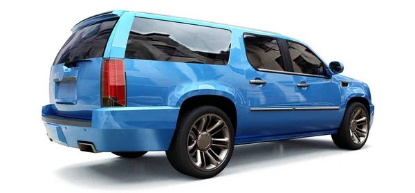 Big Blue Premium Suv White Background Rendering — Stock Photo, Image