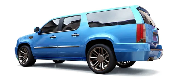 Grande Suv Premium Azul Fundo Branco Renderização — Fotografia de Stock