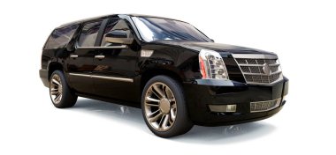 Büyük siyah premium Suv üzerinde beyaz bir arka plan. 3D render