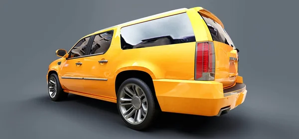 Grande Suv Premium Giallo Sfondo Grigio Rendering — Foto Stock