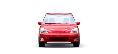 Yaratıcı tasarımın için boş yüzeyi olan kırmızı şehir arabası. 3B görüntüleme