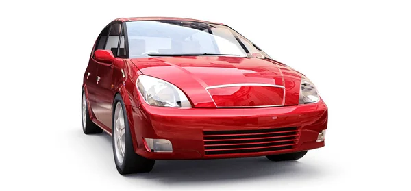 红色城市车与空白表面为您的创意设计 3D渲染 — 图库照片