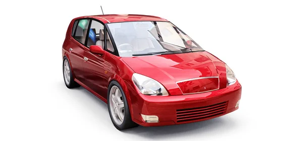 Carro Vermelho Cidade Com Superfície Branco Para Seu Design Criativo — Fotografia de Stock