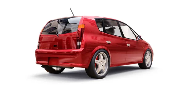 Rode Stadsauto Met Blanco Oppervlak Voor Creatieve Ontwerp Weergave — Stockfoto