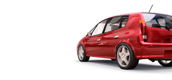Red city car with blank surface for your creative design. 3D rendering