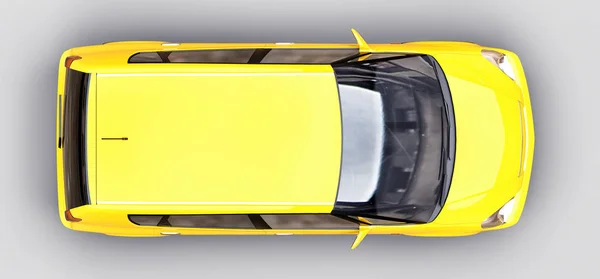 Žluté Městské Auto Prázdným Povrchem Pro Váš Kreativní Design Vykreslování — Stock fotografie