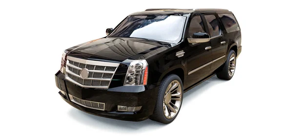Großer schwarzer Premium-Geländewagen auf weißem Hintergrund. 3D-Illustration. — Stockfoto