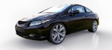 Siyah küçük spor araba coupe. 3d oluşturma.